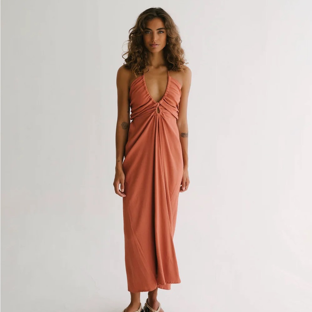 GILLIA Malena Dress in Chocolate Rayon